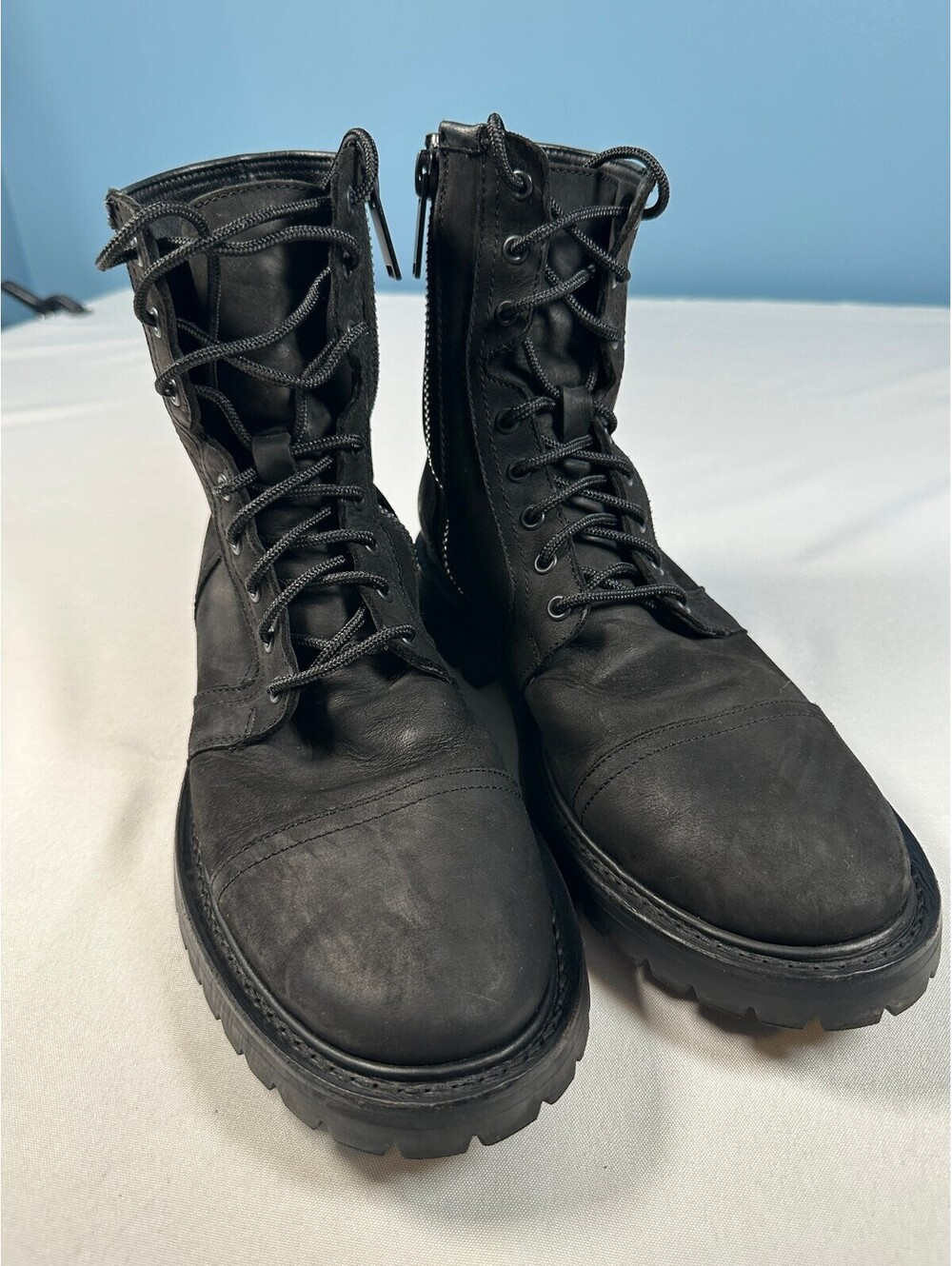 Thursday Boot Co Casa Moto Black Matte Leather Combat Motorcycle Boots Men's 9